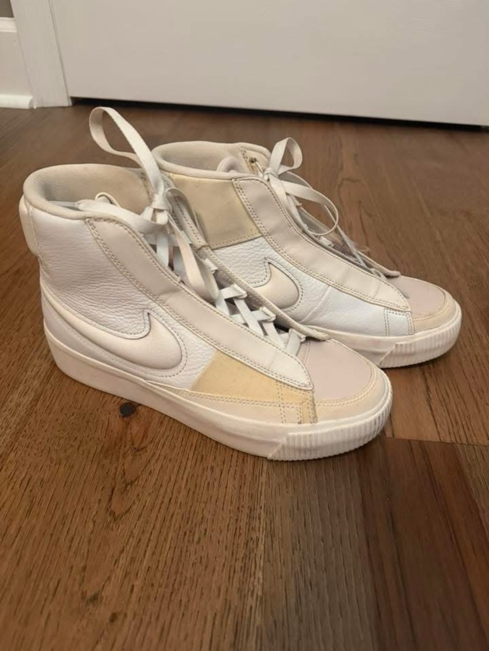 Nike Women's High-Top Leather Sneakers in White and Cream